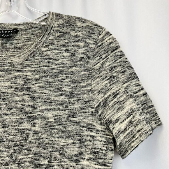 Theory Womens A Line Dress Black Marled Jewel Neck Short Sleeve Wool Blend S - Picture 6 of 10